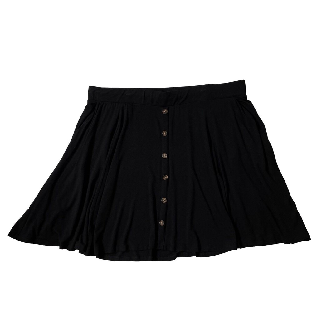 Torrid Super Soft Black Knit Skater Skirt Size 3 Plus Size 3X 2X Buttons Pockets